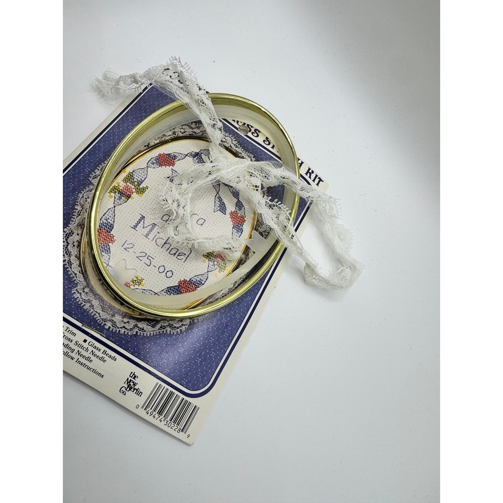The New Berlin Co Ribbon Wedding Announcement Counted Cross Stitch Kit Vintage